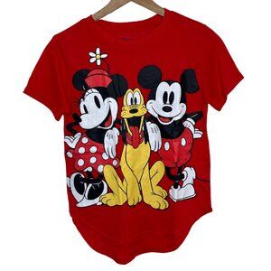 DISNEY | Casual Red Character Mickey, Minnie, & Pluto Classic Tee | Size M